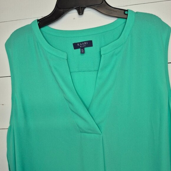 Kaari Blue Sleeveless Mint Green Blouse XL Womens Top - Picture 2 of 5